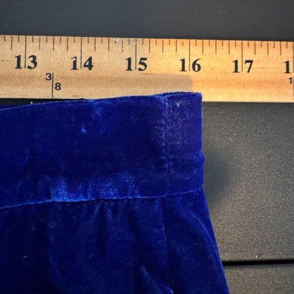 Zara Electric Blue Velvet High Rise Wide Leg Trouser Pants, Size Large - Picture 4 of 7